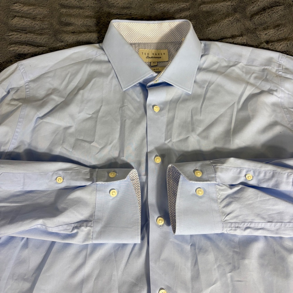 Ted Baker Endurance Mens 16.5 34/35 Slim Fit Light Blue Dress Shirt AR670